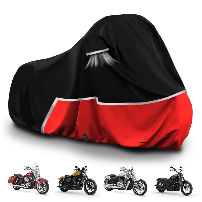 wasserdichte Motorradabdeckung Ersatz für Harley Davidson Cruiser Modelle, 420D Oxford Tuch Softail, Dyna, Iron 883, Fat Boy 114, Forty-Eight, Low Rider, Sport Glide Abdeckung für Schnee Regenschutz von sportuli