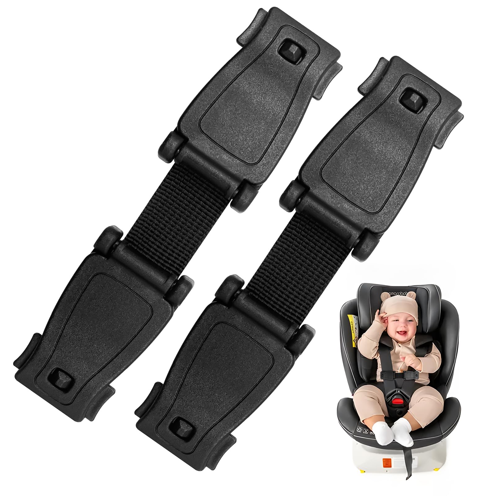 starfa lab 2 x Kindersitz-Schnallenschutz, Autositz-Gurtverlängerer, Autositz-Brustgurt-Clips, für alle Autositze, Kinderwagen, Hochstühle (schwarz) 01 von starfa lab