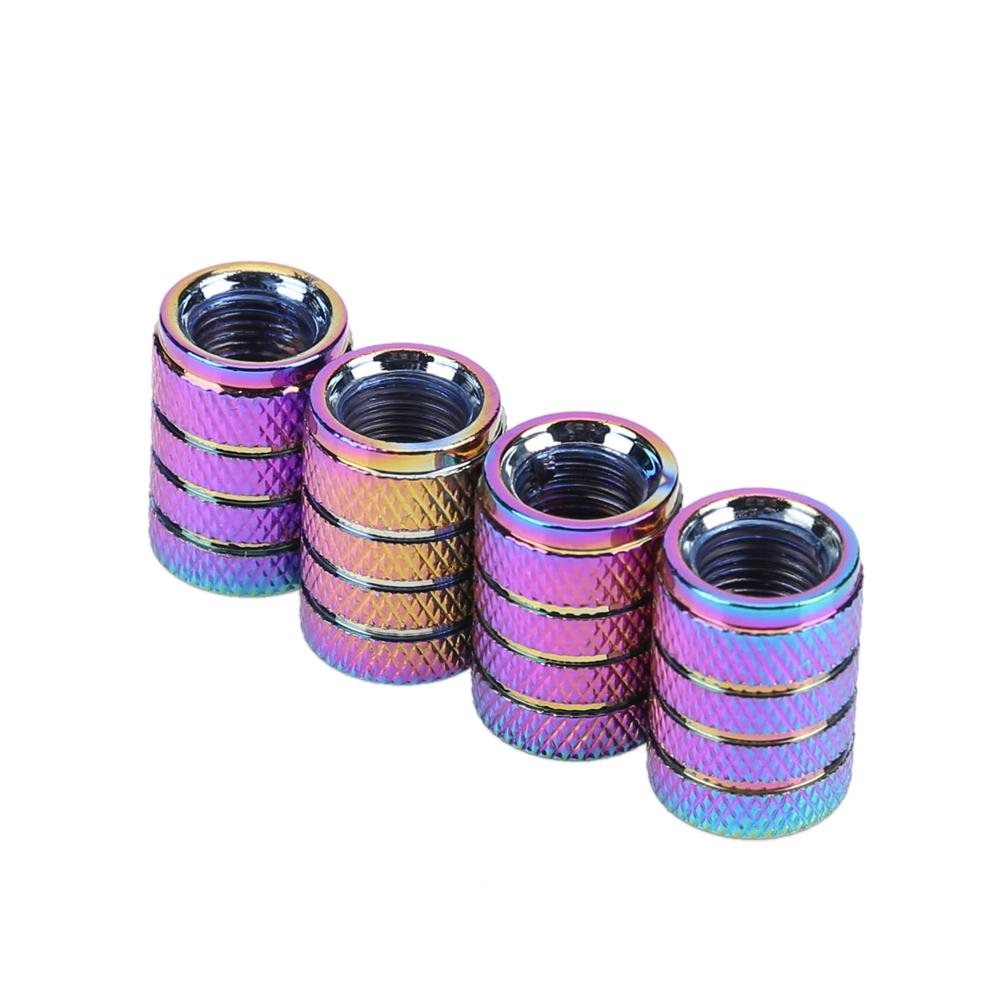 starnearby 4 x Reifenventilkappen aus Aluminium mit 3 Rillen, Regenbogenfarben starnearby 4 x Reifenventilkappen aus Aluminium mit 3 Rillen, Regenbogenfarben von starnearby