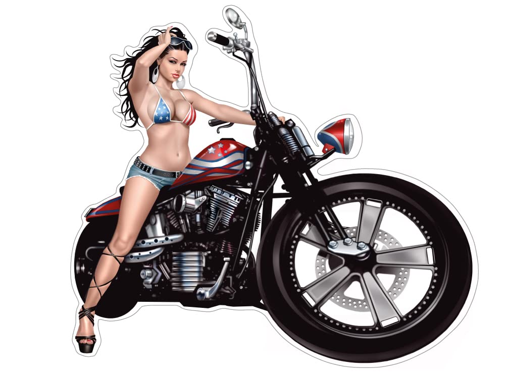 American Biker Girl Pin Up Aufkleber Sticker ca. 12x11 cm von sticker-dealer