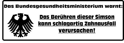 Aufkleber: Das Berühren Dieser Simson kann Zahnausfall verursachen 2-erSet! Aufkleber: Das Berühren Dieser Simson kann Zahnausfall verursachen 2-erSet! von sticker-dealer