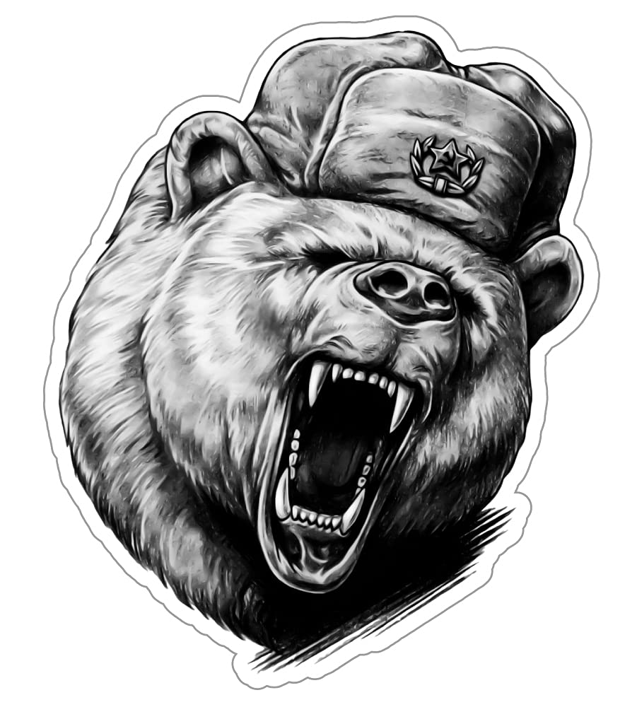Cooler Aufkleber Bad Russian Bear mit aufgerissenem Maul und Tschapka Sticker Russland Cool ca. 12x10 cm Cooler Aufkleber Bad Russian Bear mit aufgerissenem Maul und Tschapka Sticker Russland Cool ca. 12x10 cm von sticker-dealer