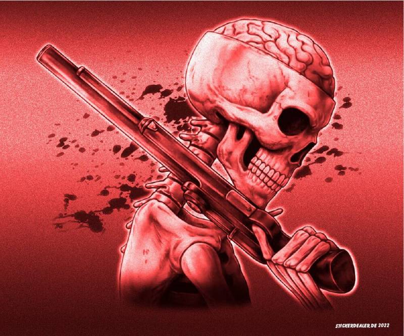 Gangster Aufkleber Bloody Skull Sticker Skelett Schädel ca. 11x10 cm von sticker-dealer