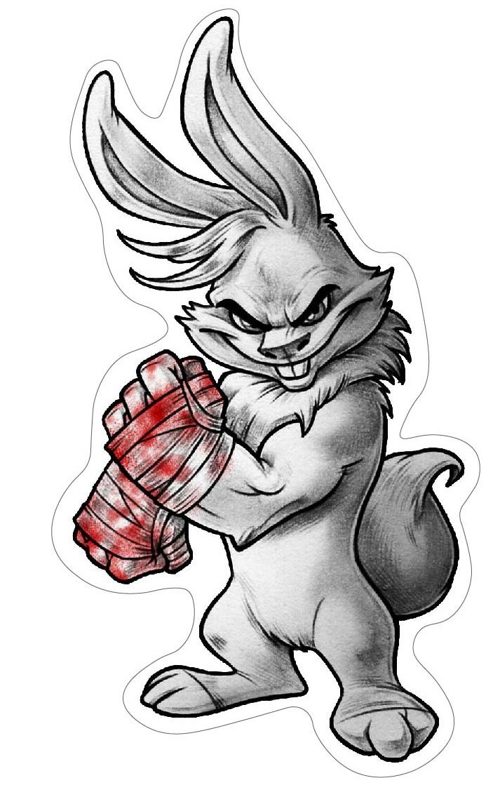 MMA Bunny Aufkleber Sticker Hase Kampfsport Boxen K1 Kickboxen Thai ca. 13x7 cm Karate Kämpfer Sport von sticker-dealer