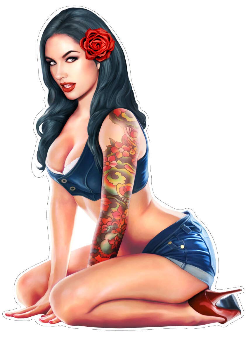 Pinup Aufkleber Black Rose Schönheit Girl Sticker Nose Art Tattoos Pinup Aufkleber Black Rose Schönheit Girl Sticker Nose Art Tattoos von sticker-dealer