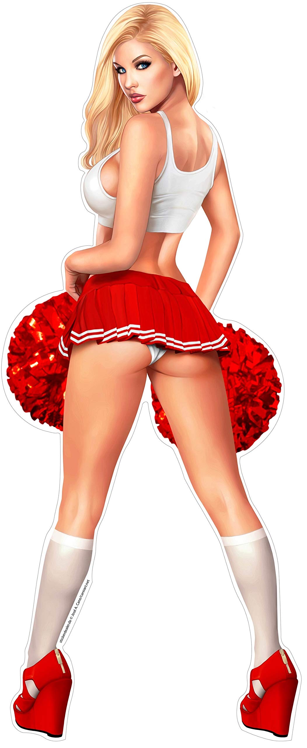 Pinup Aufkleber Cheerleader mit Pompons Autoaufkleber Sticker Girls Retro Pinup Aufkleber Cheerleader mit Pompons Autoaufkleber Sticker Girls Retro von sticker-dealer