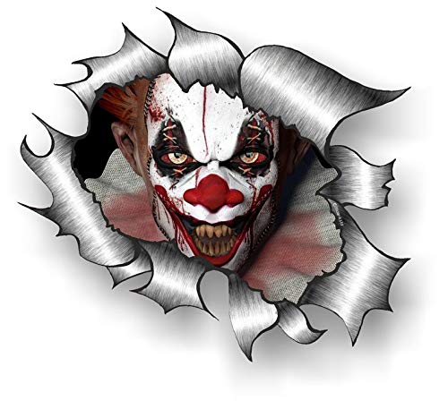 Lizenziert Groß Zerrissenes Metall Sicke Design Mit Böser Clown Horror Film Stil Motiv Externe Vinyl Auto Sticker 205x160mm von sticker licker