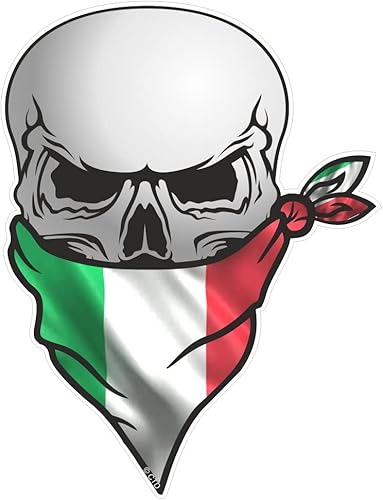 Traditionell Gothic Totenkopf & Gesicht Kopftuch mit Italien Italienische Flagge Externe Vinyl Autoaufkleber Sticker 110x85mm von sticker licker