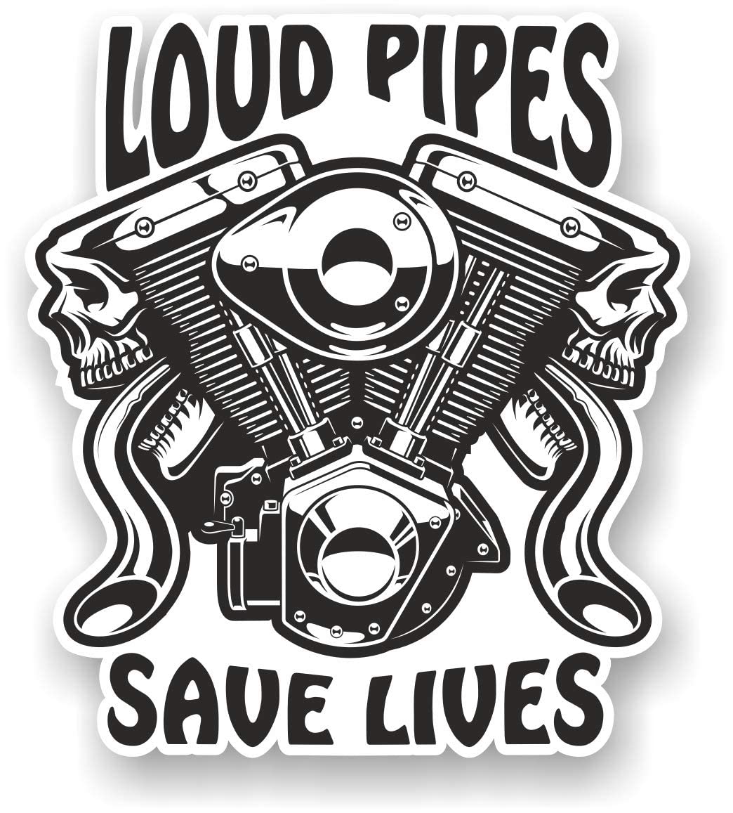 Cafe Racer B&W Loud Pipes Save Lives Retro Biker Old School Motorrad-Helm Vinyl-Aufkleber 80 x 90 mm von sticker licker