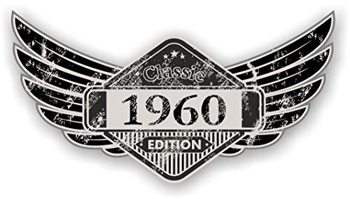 sticker licker Distressed Aged Geflügelte Klassisches Edition Wappen Year Vom 1960 Vintage Retro Cafe Racer Design Externe Vinyl Auto Motorrad Aufkleber 125x67mm von sticker licker
