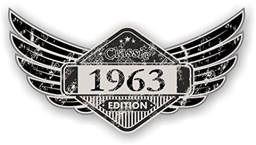 sticker licker Distressed Aged Geflügelte Klassisches Edition Wappen Year Vom 1963 Vintage Retro Cafe Racer Design Externe Vinyl Auto Motorrad Aufkleber 125x67mm von sticker licker