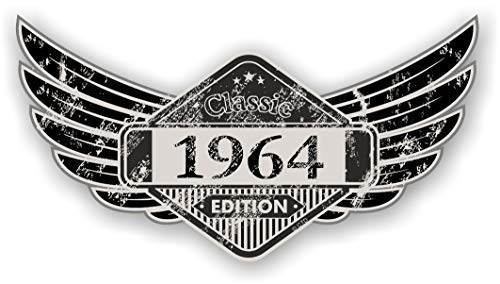 sticker licker Distressed Gealtertes Geflügelte Klassisch Edition Crest Jahr Vom 1964 Vintage Retro Cafe Racer Design Externe Vinyl Auto Motorrad Aufkleber 125x67mm von sticker licker