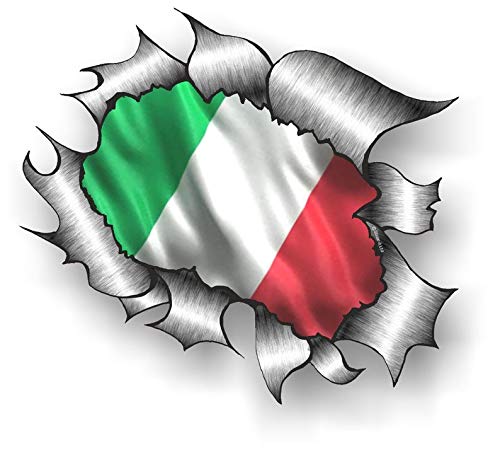 sticker licker Lizenziert Zerrissen Metall Rip Design Mit Italien Italienisch Il Tricolore Flagge Motiv Externe Vinyl Auto Aufkleber 105x130mm von sticker licker
