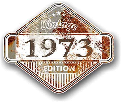 sticker licker Retro Vintage Edition Jahr Datiert 1973 Motiv Mit Rusty Aged Rost Effekt Vinyl Auto Motorrad Aufkleber 85x70mm von sticker licker