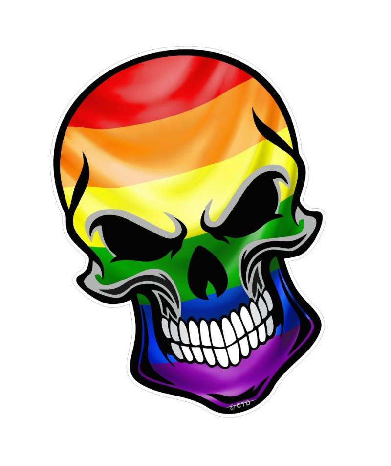 sticker licker Traditionell Gothic Totenkopf Mit LGBT Gay-Pride Flagge Externe Vinyl Auto Aufkleber 110x75mm von sticker licker