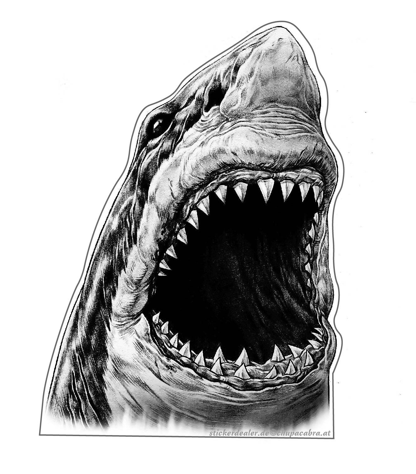 Aufkleber Weißer Hai schwarz/weiß Sticker Tiere Meer Autoaufkleber Motorrad Tuning ca. 12x8 cm Ozean Raubfisch Monster Shark Fische Angeln Fischen Bootsbeschriftung Aufkleber Weißer Hai schwarz/weiß Sticker Tiere Meer Autoaufkleber Motorrad Tuning ca. 12x8 cm Ozean Raubfisch Monster Shark Fische Angeln Fischen Bootsbeschriftung von stickerdealer_chupacabra