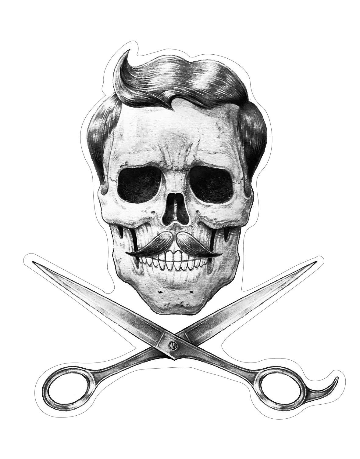 Barber Skull Aufkleber Sticker Barbier Schädel Totenkopf Bart Barbershop Schere Rasiermesser Frisör Salon Gentlemen Barber Skull Aufkleber Sticker Barbier Schädel Totenkopf Bart Barbershop Schere Rasiermesser Frisör Salon Gentlemen von stickerdealer_chupacabra