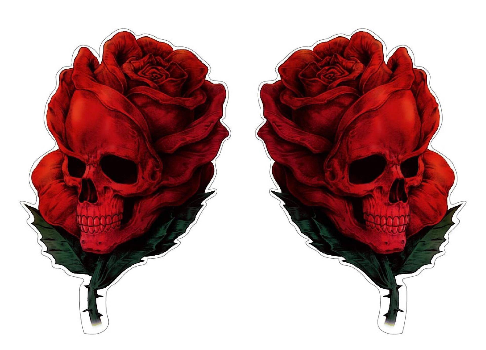 Rose Skull Aufkleber Sticker 2-er Set Schädel Totenkopf Blumen Autoaufkleber Rosen Stickerbomb je ca. 12x8 cm Rose Skull Aufkleber Sticker 2-er Set Schädel Totenkopf Blumen Autoaufkleber Rosen Stickerbomb je ca. 12x8 cm von stickerdealer_chupacabra