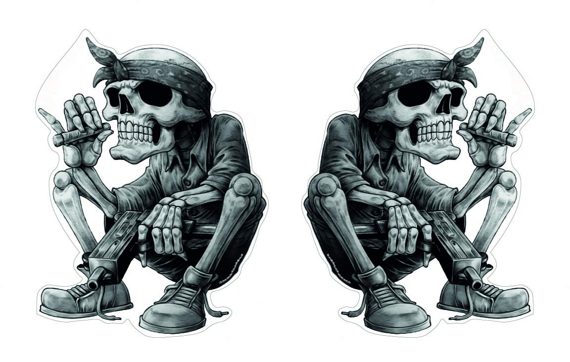 Skull Skelett Aufkleber Set 2 Stück Sticker Rap Musik Schädel Rapper Cool Bandana Zigarre ca. 13x10 cm Skull Skelett Aufkleber Set 2 Stück Sticker Rap Musik Schädel Rapper Cool Bandana Zigarre ca. 13x10 cm von stickerdealer_chupacabra