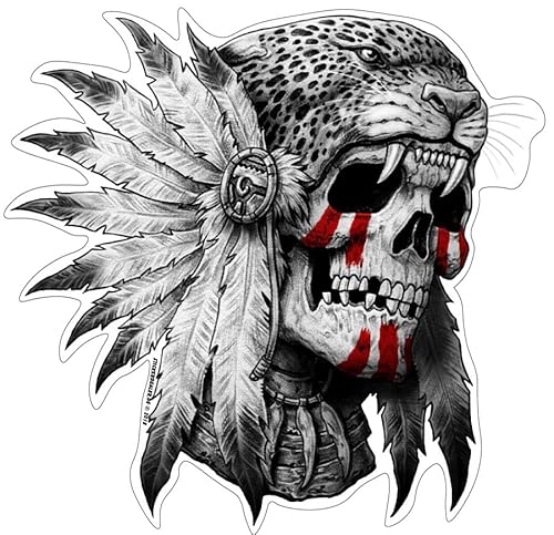 stickerdealer_chupacabra Native Jaguar Skull Aufkleber Sticker Schädel Indianer Totenkopf ca. 10x10 cm Federschmuck Katzen stickerdealer_chupacabra Native Jaguar Skull Aufkleber Sticker Schädel Indianer Totenkopf ca. 10x10 cm Federschmuck Katzen von stickerdealer_chupacabra