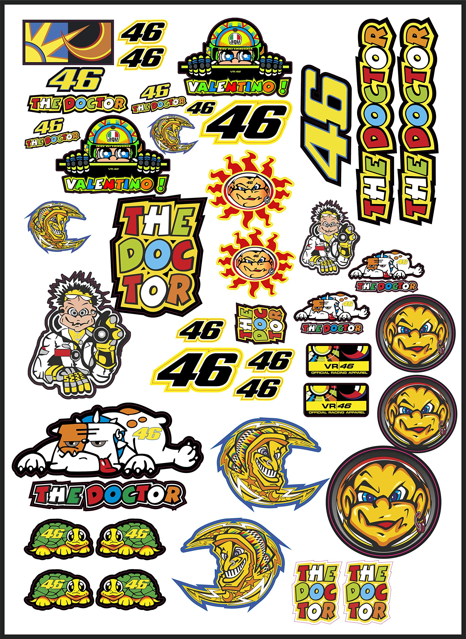Rossi 46 The Doctor Aufkleber Sticker Motogp Motorrad A3+ Bogen von stickerpoint24