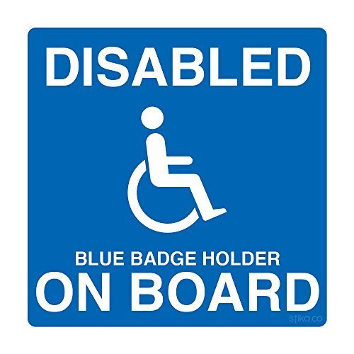 Disabled Blue Badge Holder On Board 'Auto-Aufkleber, – 110 mm x 110 mm (Außen) von stika.co
