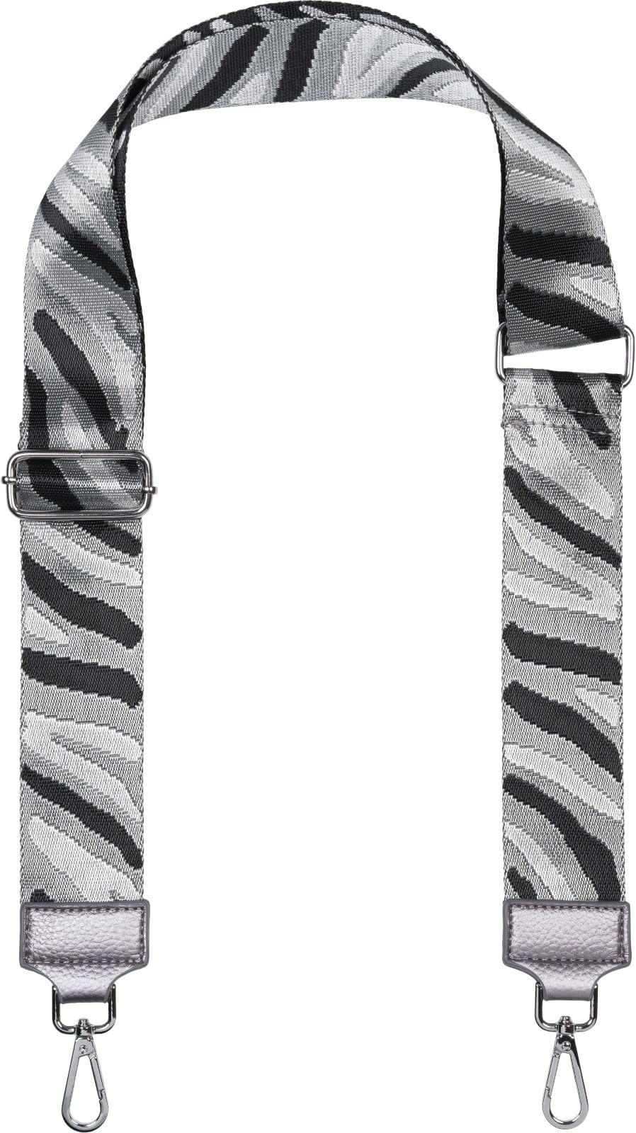 styleBREAKER Breiter Taschen Schulterriemen verstellbar mit Zebra Muster, Wechsel Taschengurt, Handyband, Handykette 02013033, Farbe:Grau-Schwarz-Weiß von styleBREAKER