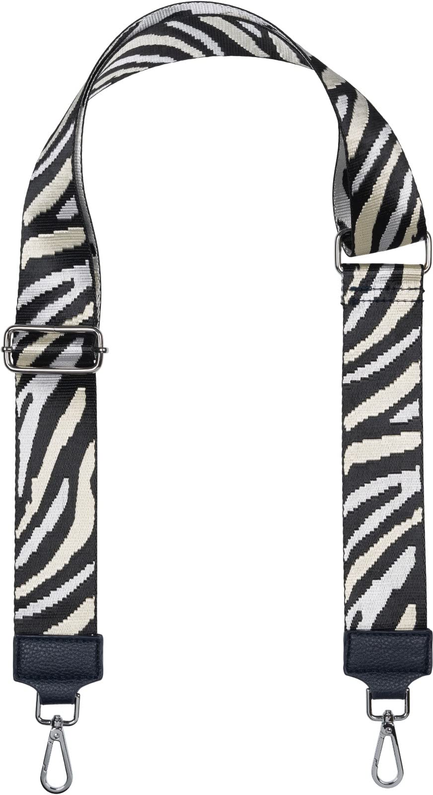 styleBREAKER Breiter Taschen Schulterriemen verstellbar mit Zebra Muster, Wechsel Taschengurt, Handyband, Handykette 02013033, Farbe:Schwarz-Weiß-Creme von styleBREAKER
