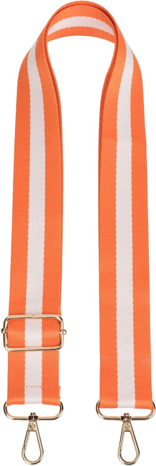 styleBREAKER Taschen Schulterriemen gestreift, Wechsel Taschengurt mit Karabinerhaken, verstellbar, Unisex 02013016, Farbe:Orange-Weiß von styleBREAKER