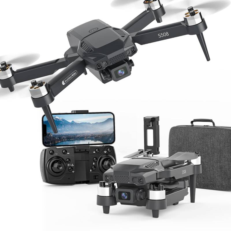 S508 Drohne mit Kamera 720P HD, 90° Einstellbares Objektiv, Faltbare FPV Drohne für Erwachsene Anfänger, WiFi APP, 3D Flip, Auto Hold, Optical Stream Positioning, Waypoint Flight von suangrc