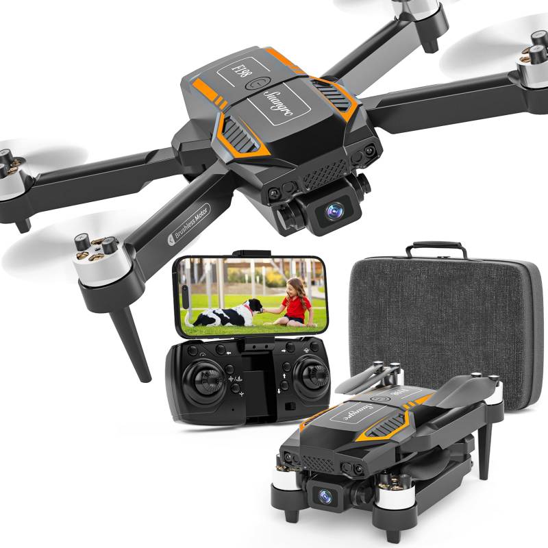 F198 Drohne mit HD Kamera, Mini Drone Dual Kamera, Geste/VR Steuerung, 3D Flips, 3 Geschwindigkeiten, 20 Min Flugzeit, Bürstenloser Motor, für Auto-Hover, One-Key Start für Erwachsene/Anfänger von suangrc