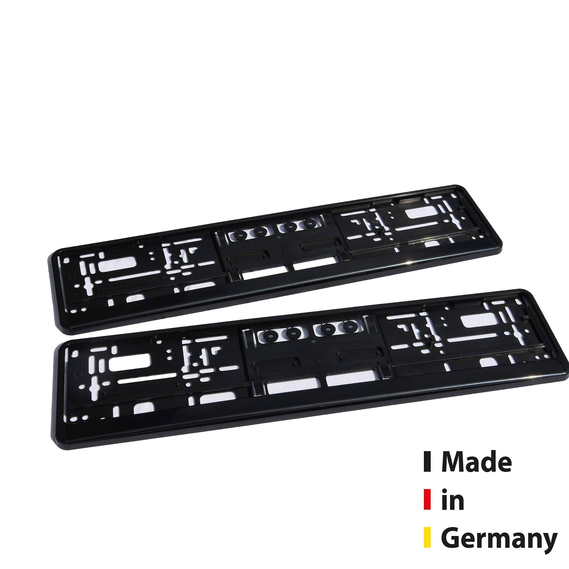 Kennzeichenhalter Auto Schwarz, Nummernschildverstärker Kennzeichenrahmen 2er Set - Made in Germany von sunmondo