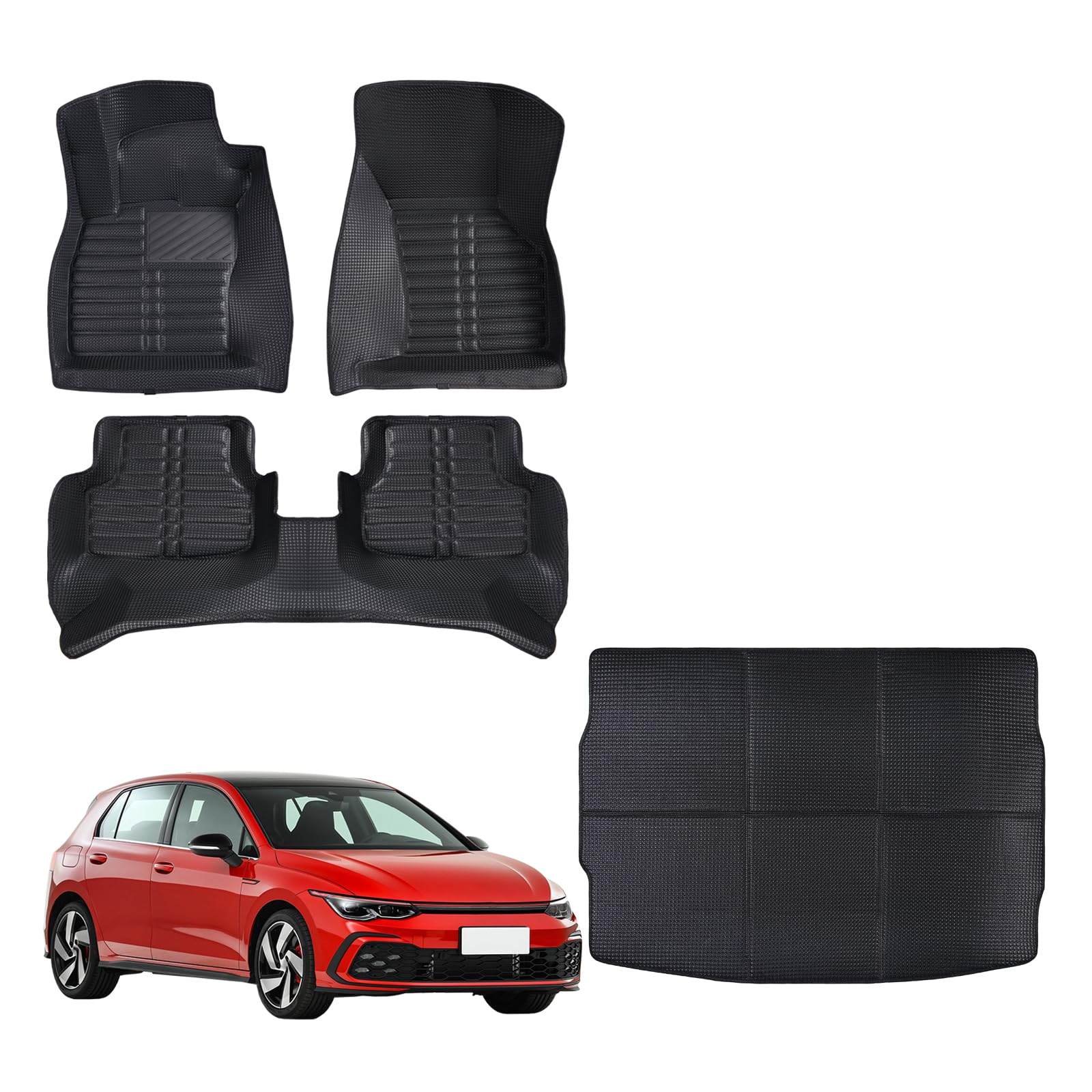 kompatibel mit VW Golf 7 fussmatten 2013-2024 car Floor mats Volkswagen 3D fußmatten Set of 4 enthalten heckklappe pad Automatten und Kofferraummatten（Golf 7） von sunshine sky