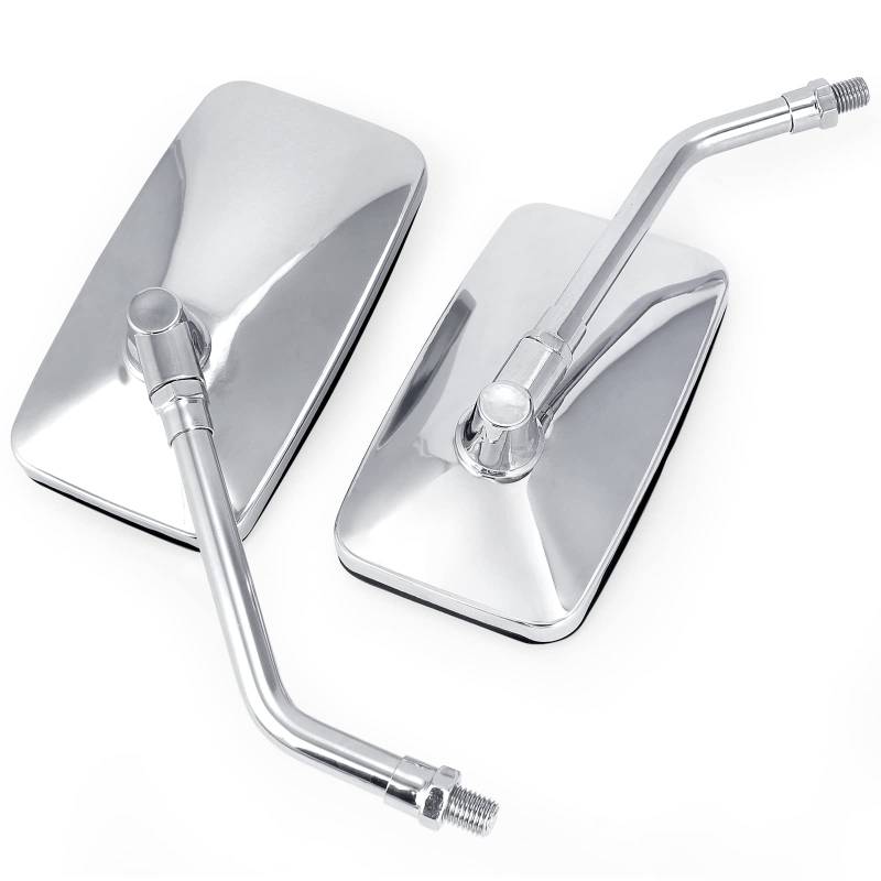 Surpassme 10 mm Chrom-Motorradspiegel, universal, silberfarben, rechteckig, Motorrad-Rückspiegel von surpassme