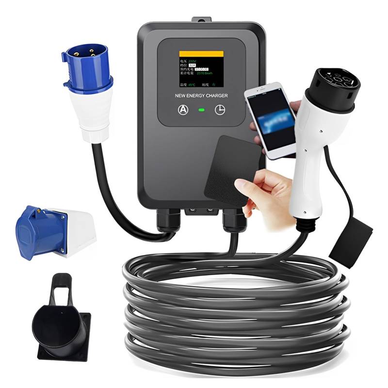 susiodeu EV Wallbox 10M 7KW 32A Mit CEE 3PIN Buchse Ladestation Auto Hause EV Wallbox Elektroauto EV Wallbox Mit 10M Kabel, D von susiodeu