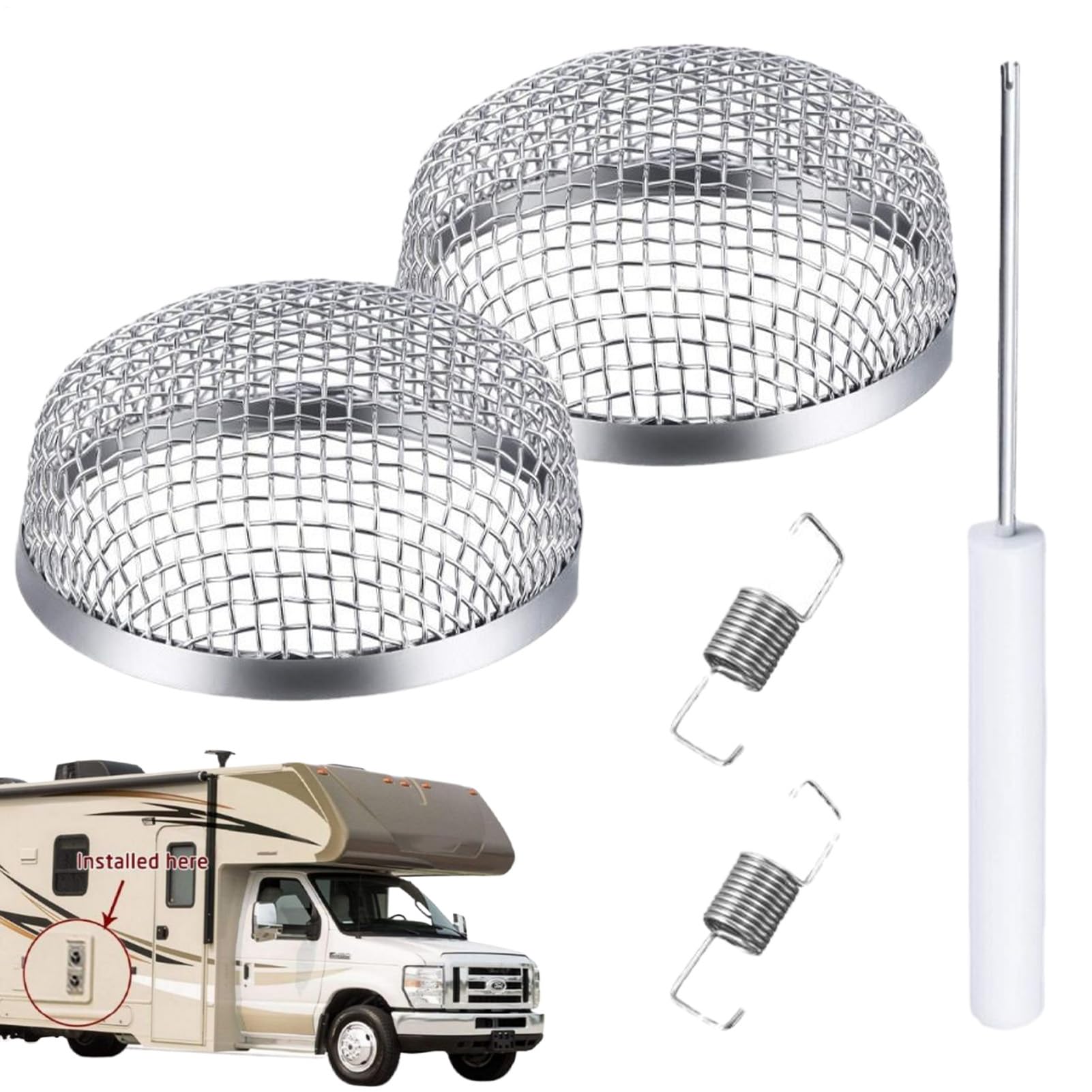 -Entlüftungsabdeckung - Rv Ofen Lüftungsgitter | Automatische Belüftung An Heißen Tagen | Teilige Edelstahl-Heizungs Entlüftungsabdeckung | Autoteile Und Zubehör Für, Camping von syayw