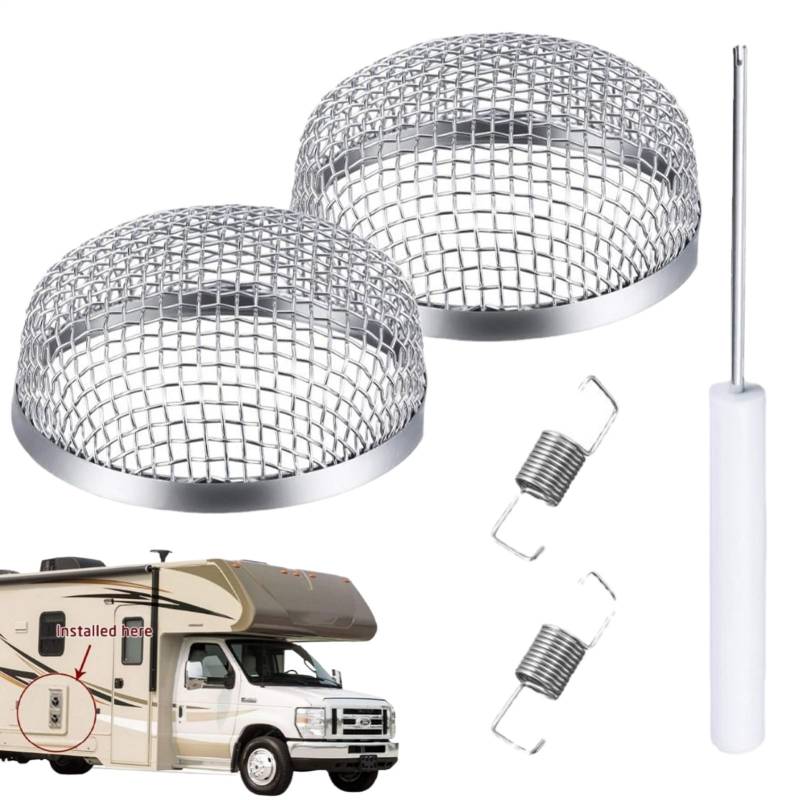 -Entlüftungsabdeckung - Rv Ofen Lüftungsgitter | Automatische Belüftung An Heißen Tagen | Teilige Edelstahl-Heizungs Entlüftungsabdeckung | Autoteile Und Zubehör Für, Camping von syayw