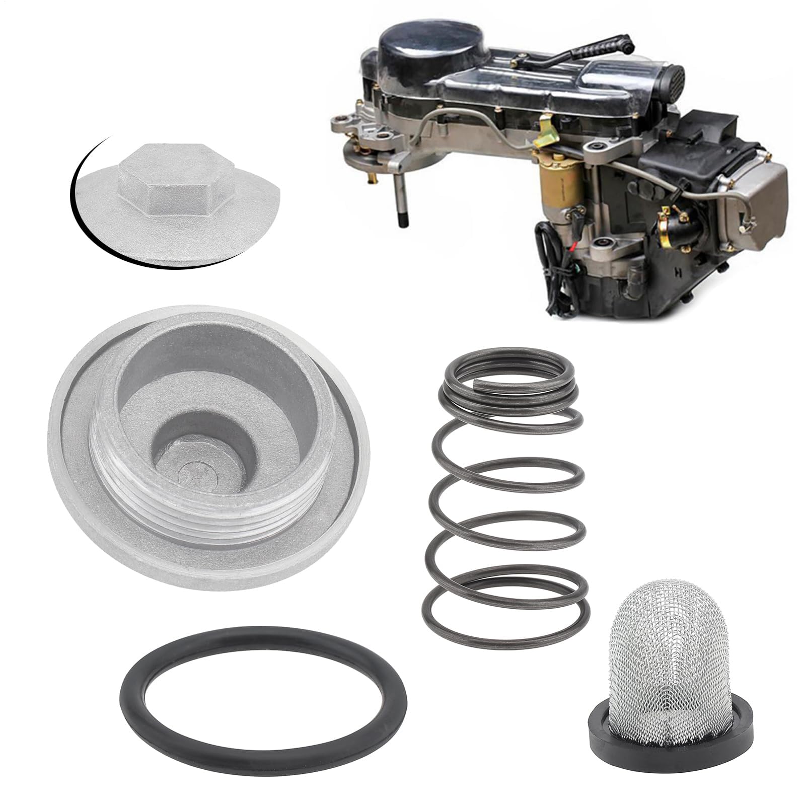 Ölablassfilter für Roller, Ölablassschrauben mit Federfilter, Aluminiumlegierung, Ölablassschraube, Roller-Zubehör, Scooter-kompatible Ersatzteile für 139QMB 152QMI Motor Ölablassfilter für Roller, Ölablassschrauben mit Federfilter, Aluminiumlegierung, Ölablassschraube, Roller-Zubehör, Scooter-kompatible Ersatzteile für 139QMB 152QMI Motor von szaluyk