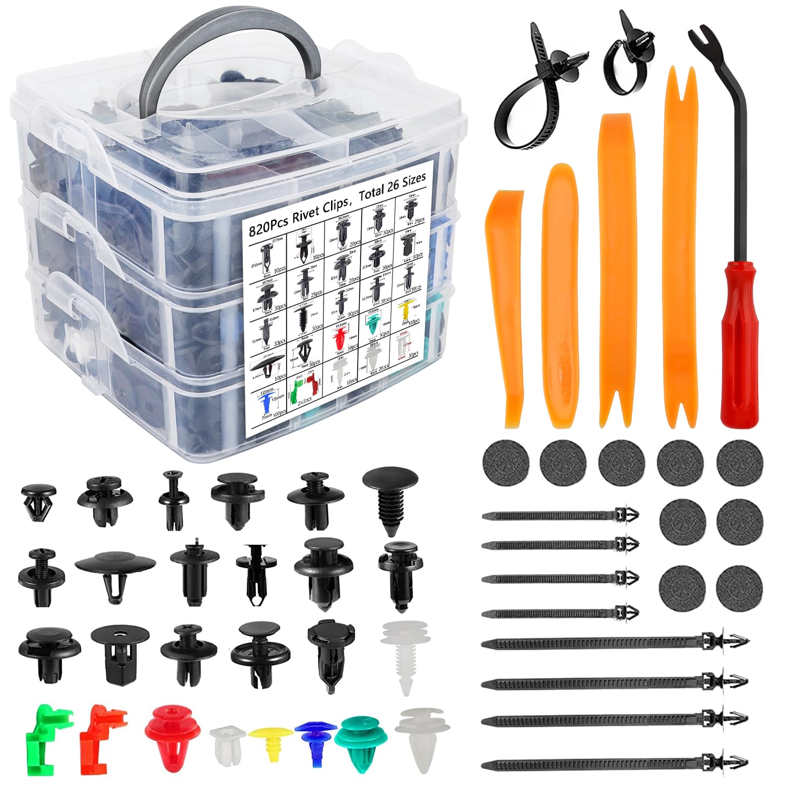 1000 Stücke Auto Befestigung Clips, Universal Türverkleidung Klammern Stoßstangen Plastikklips Set Befestigungsclips mit Demontage Werkzeuge Kabelbinder und Schwammig Kissen 1000 Stücke Auto Befestigung Clips, Universal Türverkleidung Klammern Stoßstangen Plastikklips Set Befestigungsclips mit Demontage Werkzeuge Kabelbinder und Schwammig Kissen von talifoca
