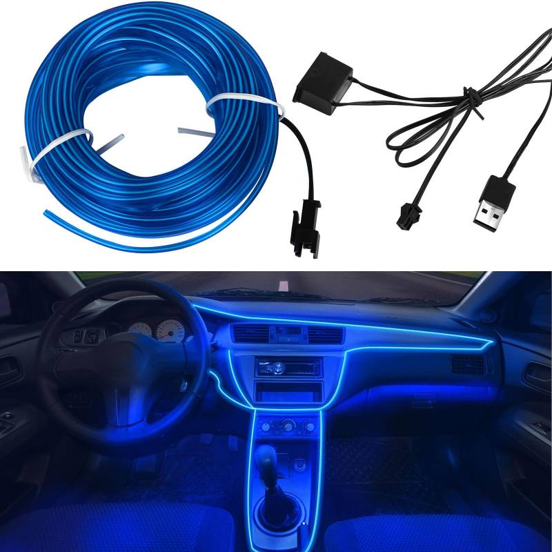 5M/16.4FT Auto Led Innenbeleuchtung,USB EL Wire Auto Blau,Led Atmosphäre Licht Auto,Ambientebeleuchtung 5v Autolicht,Auto LED Streifen,Led Tape Auto,Led Lampen für Auto,asserdicht Ambientebeleuchtung von talifoca