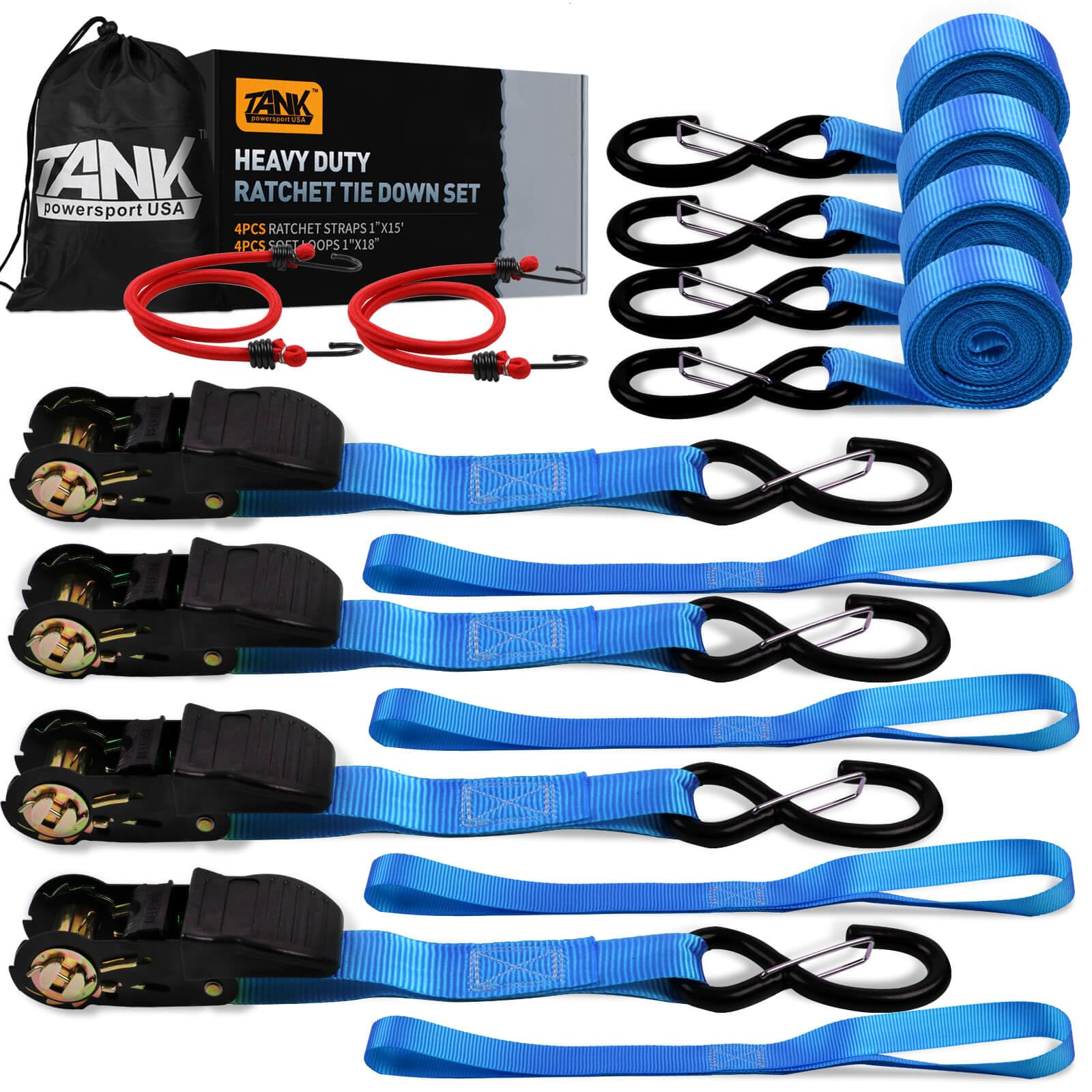 tankpower Spanngurte mit Ratsche, 750 kg, Bruchfestigkeit, robustes Ratschengurt-Set – UTV, LKW, Dirtbike, Motorrad, Anhänger, Zubehör, Sicherung von Frachtbewegungsgurten – Blau tankpower Spanngurte mit Ratsche, 750 kg, Bruchfestigkeit, robustes Ratschengurt-Set – UTV, LKW, Dirtbike, Motorrad, Anhänger, Zubehör, Sicherung von Frachtbewegungsgurten – Blau von tankpower