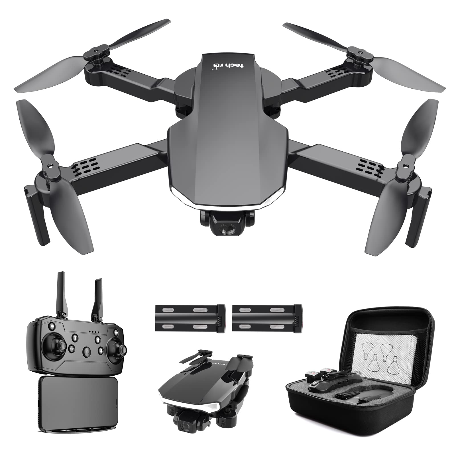 tech rc Drohne mit Kamera HD 1080P mit Tragetasche für Erwachsene für draußen RC Quadrocopter Faltbar Drone Ferngesteuert 2 Akku 26 Min. lange Flugzeit WLAN Foto Live Videoübertragung für Anfänger tech rc Drohne mit Kamera HD 1080P mit Tragetasche für Erwachsene für draußen RC Quadrocopter Faltbar Drone Ferngesteuert 2 Akku 26 Min. lange Flugzeit WLAN Foto Live Videoübertragung für Anfänger von tech rc