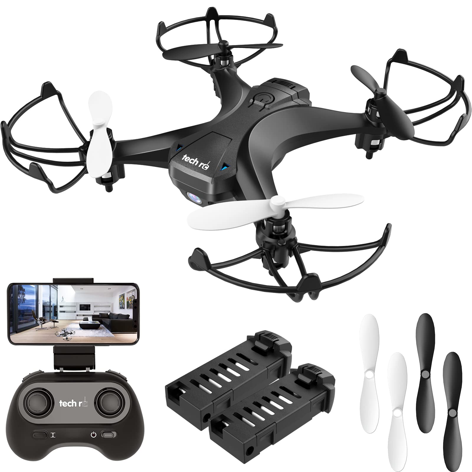 tech rc Mini Drohne mit HD Kamera FPV RC Drone mit 2 Akkus 2.4Ghz Ferngesteuerte Quadrocopter Anfänger APP Steuerung Foto Live Video Übertragung Handysteuerung 360° Flip Kameradrohne Kinder Spielzeug tech rc Mini Drohne mit HD Kamera FPV RC Drone mit 2 Akkus 2.4Ghz Ferngesteuerte Quadrocopter Anfänger APP Steuerung Foto Live Video Übertragung Handysteuerung 360° Flip Kameradrohne Kinder Spielzeug von tech rc