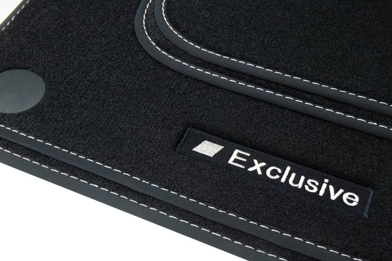 teileplus24 BAX-090 Exclusive Sport Fußmatten kompatibel mit Mercedes EQS Coupé V297 2021-, Naht:Silber von teileplus24