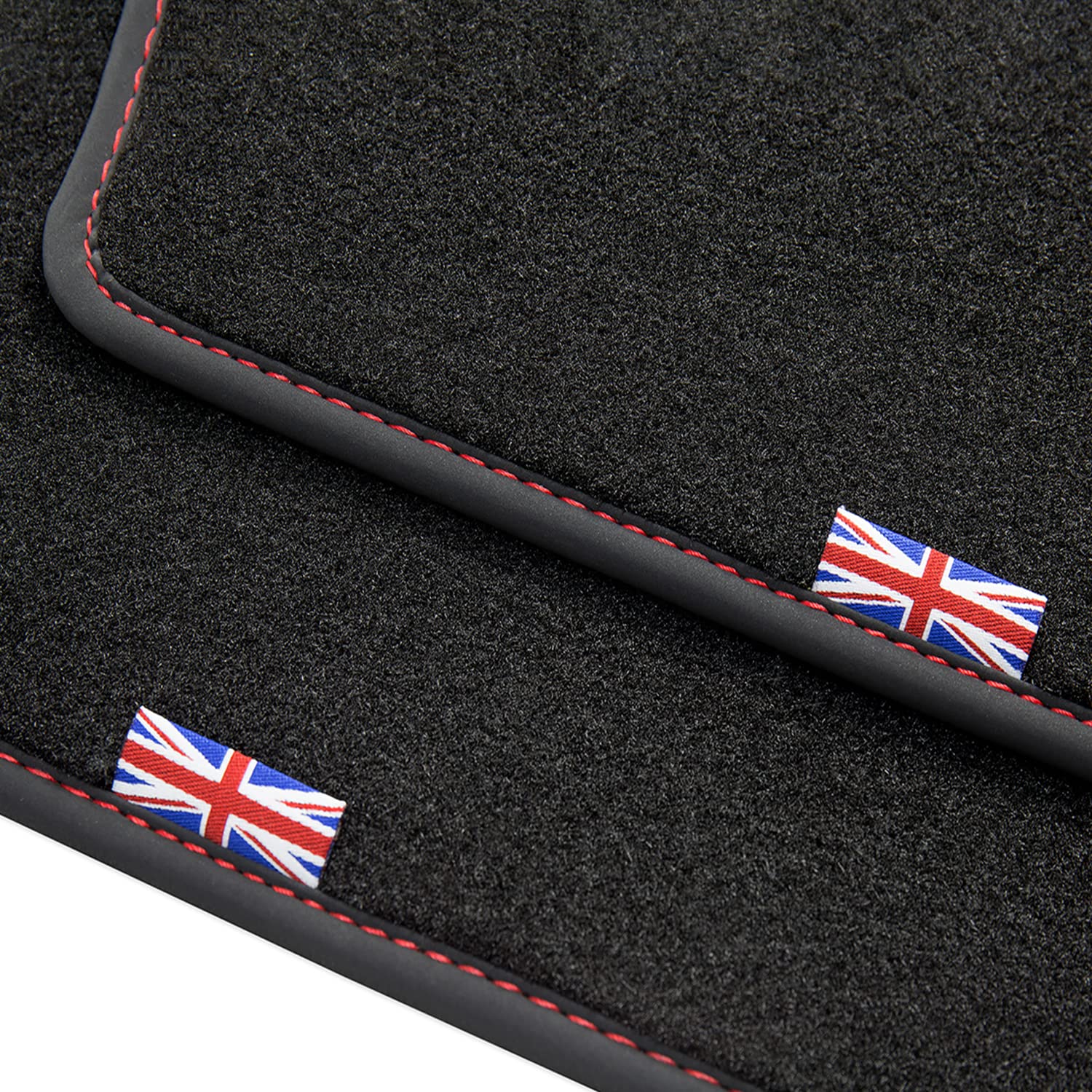 teileplus24 BEJ321 Exclusive Union Jack Logo Fußmatten kompatibel mit Range Rover Evoque 2 L551 2019- Ziernähte, Naht:Rot teileplus24 BEJ321 Exclusive Union Jack Logo Fußmatten kompatibel mit Range Rover Evoque 2 L551 2019- Ziernähte, Naht:Rot von teileplus24