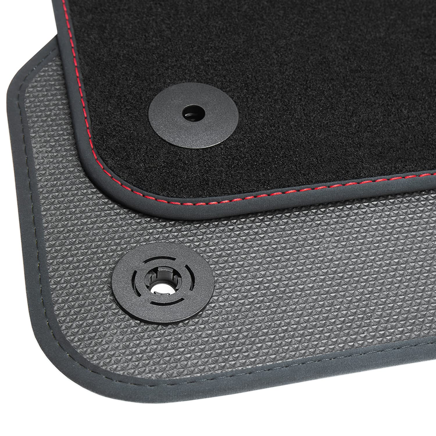 teileplus24 BGF614 Ganzjahres-Fußmatten kompatibel mit Mazda CX-3 2015- Wasserdicht, Naht:Rot von teileplus24