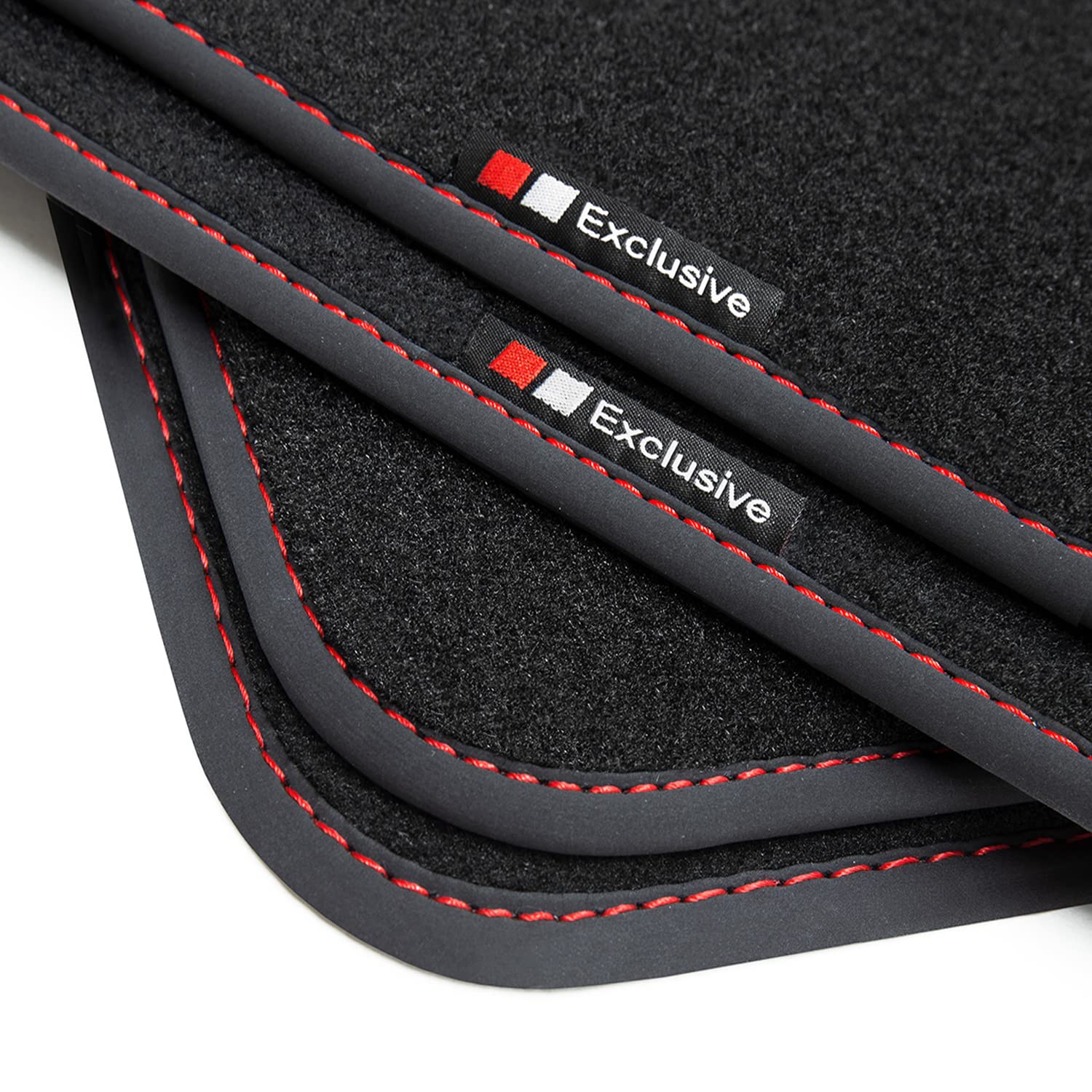 teileplus24 EF133 Fußmatten Gummimatten Exclusive-line Design kompatibel mit VW Arteon 3H Elegance 2017-, Naht:Rot von teileplus24