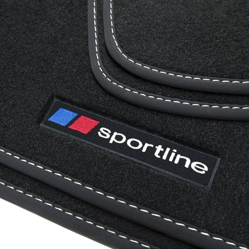 teileplus24 F667 Fußmatten Gummimatten Sportline Design kompatibel mit BMW 6er Coupé E63 2003-2010, Naht:Silber von teileplus24
