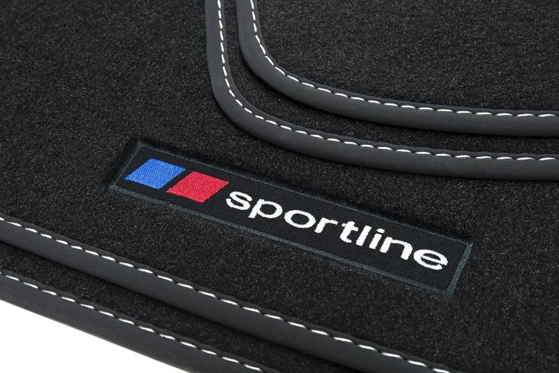 teileplus24 F675 Fußmatten Gummimatten Sportline Design kompatibel mit BMW X3 G01 / iX3 2018-, Naht:Silber von teileplus24