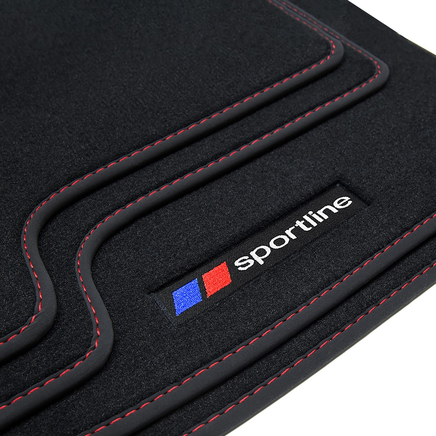 teileplus24 F687 Sportline-Design Fußmatten kompatibel mit BMW 2er U06 Active Tourer 2022-, Naht:Rot von teileplus24